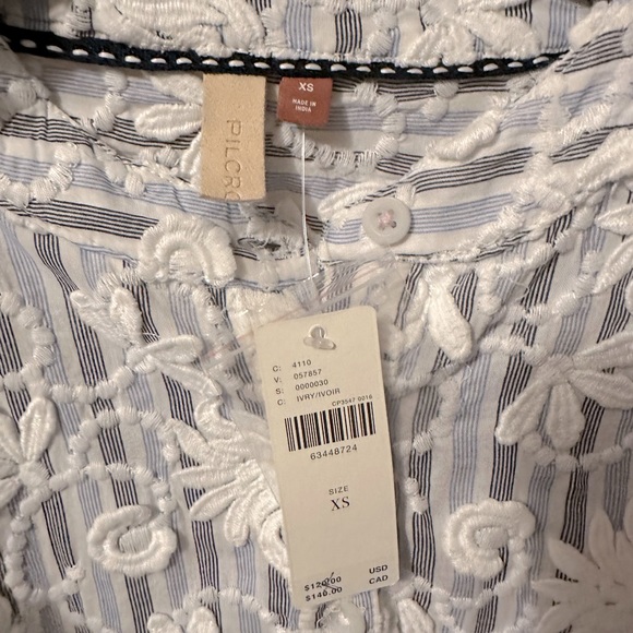 Anthropologie Pilcro The Whitney Trapeze Embroidered Appliqué Buttondown XS - Picture 5 of 8